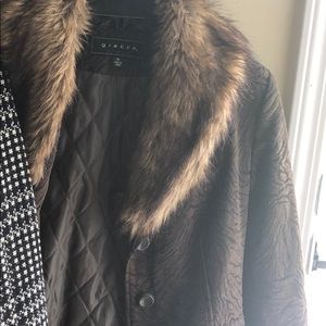 Giacca Suede Faux Fur Trim
